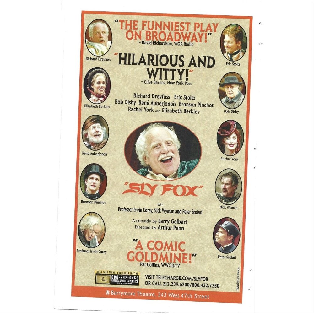 Sly FOX Comedy Broadway AD Theater Richard Dreyfuss York 2000s Print Ad